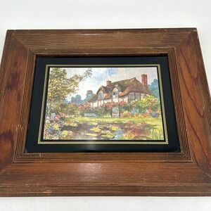 Vintage Cottagecore Foil Granny Garden English Countryside Wood Framed Wall Art
